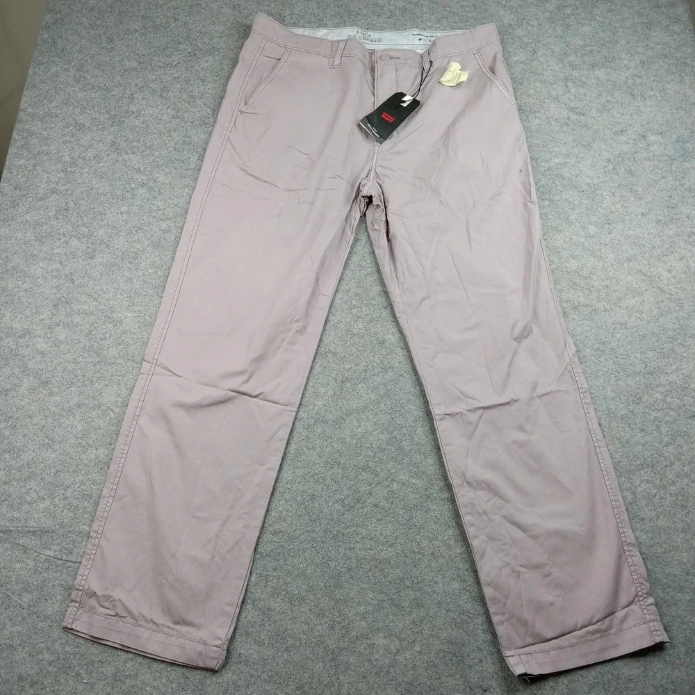 Levis Chino Pants Mens 36x32 XX Mauve Authentic Relaxed Lightwight Cotton‎ Dress